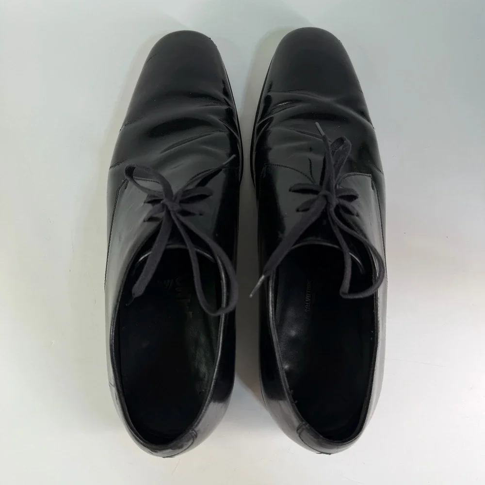 Ferragamo Tuxedo Shoes Mens 9 EE Patent Leather Oxford Formal Dress Lace Opera